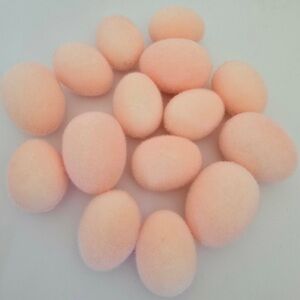 15pc Blush Pink Flocked Easter Eggs – 2 Sizes – Soft Fuzzy Moss Texture Spring